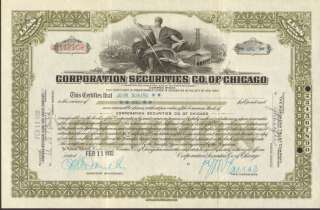 Corporation Securities Co. of Chicago stock certificate  