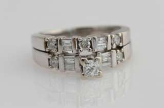 14K White Gold Diamond Wedding Set 4/5 ct Joined Rings