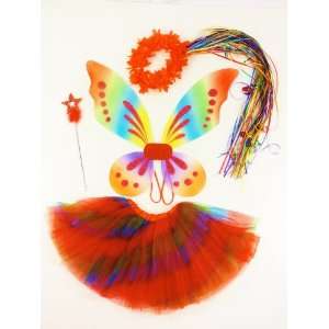 Kids 4 pc Bright Rainbow Pixie Fairy Costume  Toys & Games   