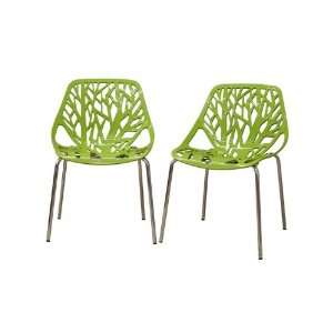 Wholesale Interiors Birch Sapling Green Plastic Dining Chair Set of 2 
