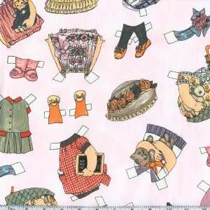  45 Wide Paper Dolls Clothing Pink Fabric By The Yard 