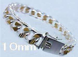  10mm wide Fashion New GOLD SILVER PLATED Thick Curb MEN 