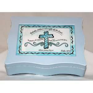 Personalized Baptism Music Box Blue