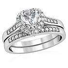   Heart CZ Pave Wedding Band Ring Set Size 6 ~~ Daily 99 Cent Deal