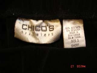 Chicos Travelers Black Pants Size 3 Short (16/18)  