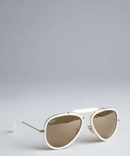 Ray Ban ivory metal Road Spirit acrylic rimmed aviator sunglasses