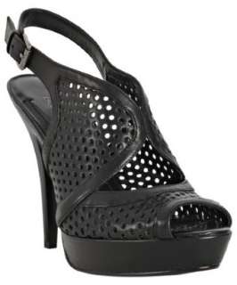 BCBGeneration black perforated leather Alana platform slingbacks 