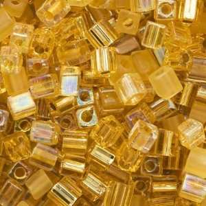  Miyuki 4mm Glass Cube Bead Mix Amber Gold Medley 10 Grams 