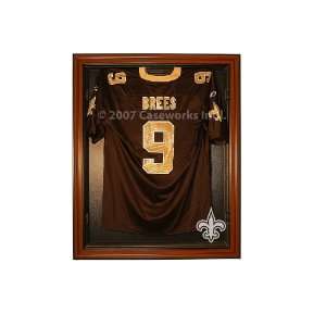  New Orleans Saints Cabinet Style Jersey Display   Brown 