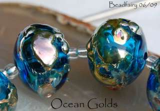 BF* Ocean Golds * Aurae Hollows Lampwork Beads(17) SRA  