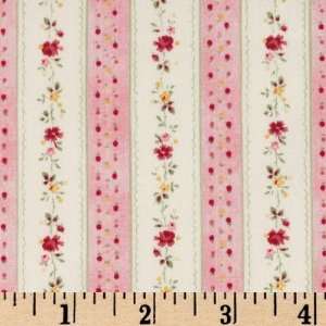  44 Wide Supporting Cast Floral Stripe Pink Fabric By The 