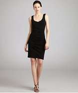 Nicole Miller black stretch matte jersey ruched sleeveless dress style 