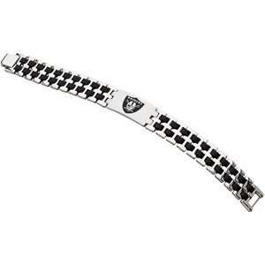  Raiders Stainless And Rubber Team Logo Bracelet