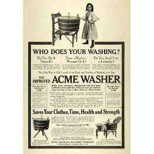  1907 Ad Acme Washer Washing Machine Vintage Child Girl 