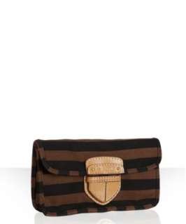 Prada tobacco stripe canvas covered pushlock clutch   up to 70 