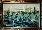 Venice harbor Boats Seascape Oil Painting on Canvas 24