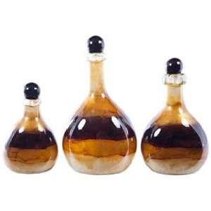   Set of 3 Goldcoast Decorative Glass Bottles with Tops