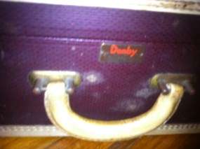 Vintage Antique Leather Tweed Suitcase Luggage  