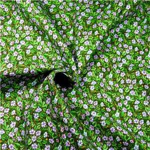 Calico, Purple Flowers, Green Leaves Cotton Fabric FQs  