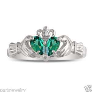   Gold 1 carat Genuine Emerald Claddaugh Ring Paris Jewelry Jewelry