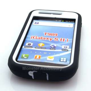 White Black Kickstand Double Layer Case Samsung Galaxy S2 (T Mobile 