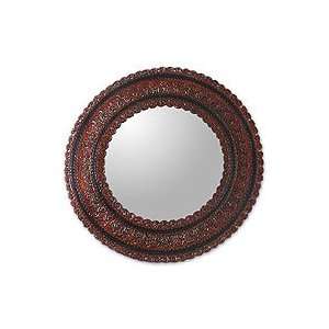  Tooled leather mirror, Floral Moon (large)