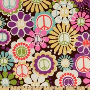  44 Wide Michael Miller Peace Group Flower Power Multi By 