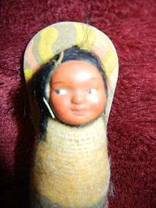 ANTIQUE NATIVE AMERICAN INDIAN SKOOKUMS PAPOOSE BABY DOLL  