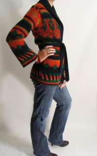 vtg 70s SOUTHWEST Cardigan Wrap Sweater Ethnic Hippie S  
