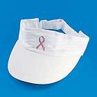 Breast Cancer Awareness Embroidered Visor Adjustable Strap Pink Ribbon