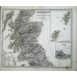   1873 Stielers Map Scotland Orkney Shetland Edinburgh