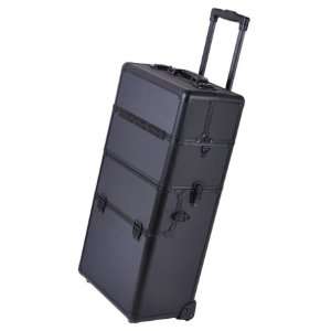    Professional Rolling Train Cosmetic Makeup Case Black Beauty