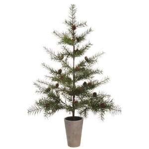  31 Douglas Fir Tree W/Cone in Paper Mache Pot Green (Pack 