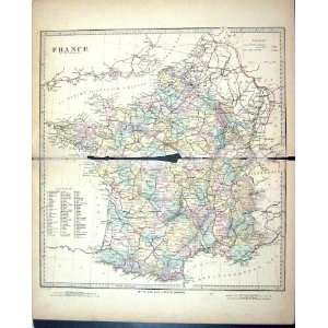  Harrow Antique Map 1880 Departments France Bay Biscay 