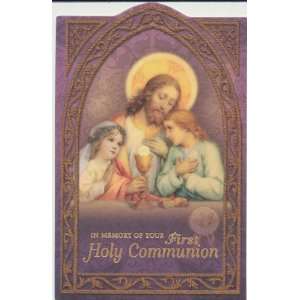    First Communion Holy Card with Angels Prayer 