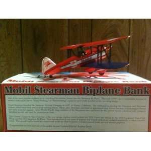  Mobil Stearman Bi Plane Bank 1993 Toys & Games