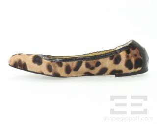   Gabbana Leopard Print Pony Hair & Brown Eel Ballet Flats Size 39, NEW
