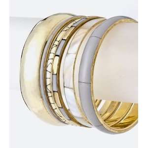  Mix and Match Set of 6 Bangle Bracelets   Accented with Mother 