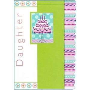  Happy Birthday Greeting Card Daughter Cake and Stripes 