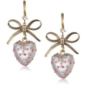 Betsey Johnson Tzarina Princess Clear Heart Drop Earrings