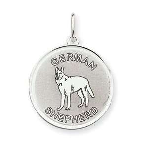  Sterling Silver German Shepherd Dog Round Pendant Charm 