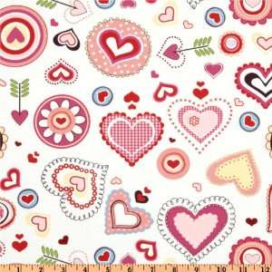  44 Wide Love Happy Hearts White Fabric By The Yard Arts 