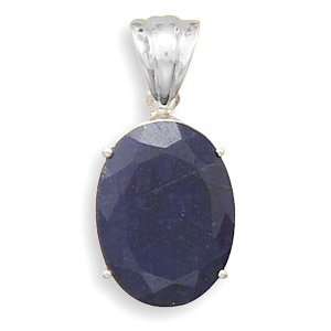  Oval Faceted Rough Cut Sapphire Pendant Jewelry