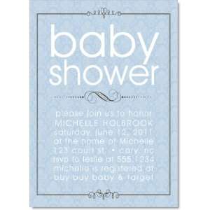  Grand Swirling Frame Blue Baby Shower Invitations