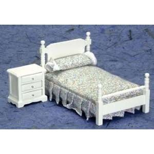  Dollhouse Miniature White Bedroom Set 