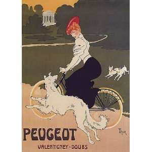 BICYCLE CYCLE BIKE DOG PEUGEOT VALENTIGNEY DOUBS FRENCH VINTAGE POSTER 