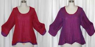 FLAX 2011 Linen 3/4 PULLOVER Top Blouse 1G/2X 2G/3X 3G pk Color 