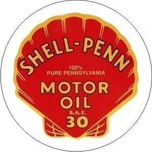 Vintage Shell Penn Motor Oil sticker decal sign 3 dia.  