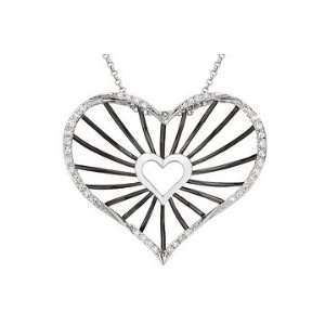  1/8 Carat Diamond 14K White Gold Heart Pendant w/Chain 