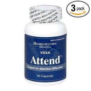 Attend by Vaxa 3 pack ~ Natural & Homeopathic Attention Support ~ 180 